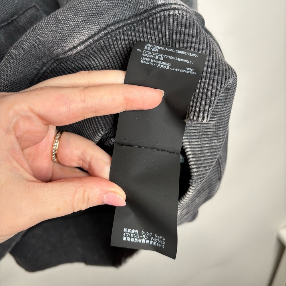 Saint Laurent YSL Distressed Logo Hoodie size Large - Picture 5 of 11